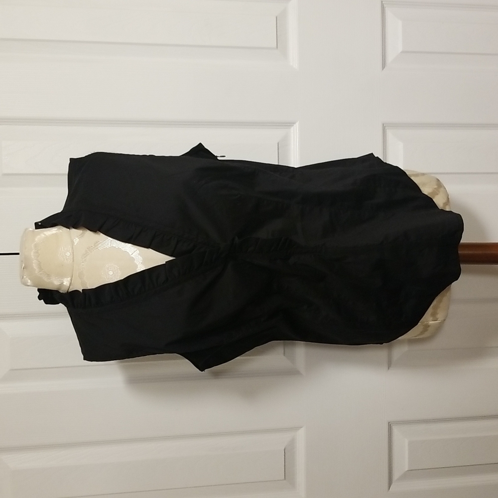 New York & Company Sleeveless Black Ruffle Blouse